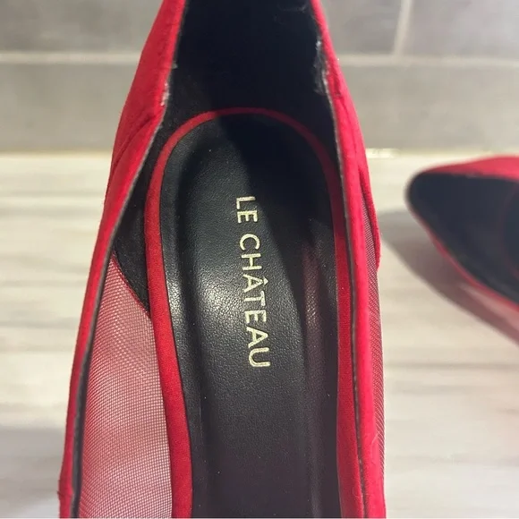 Le Château Red Suede Platform Heels Size 38 (US 7.5) - Picture 7 of 7
